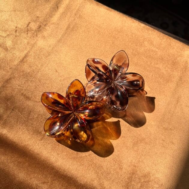 Mocha Leopard Flower Claw Clips - Image 3