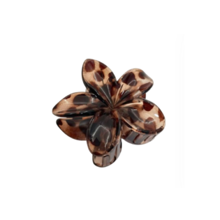 Mocha Leopard Flower Claw Clips