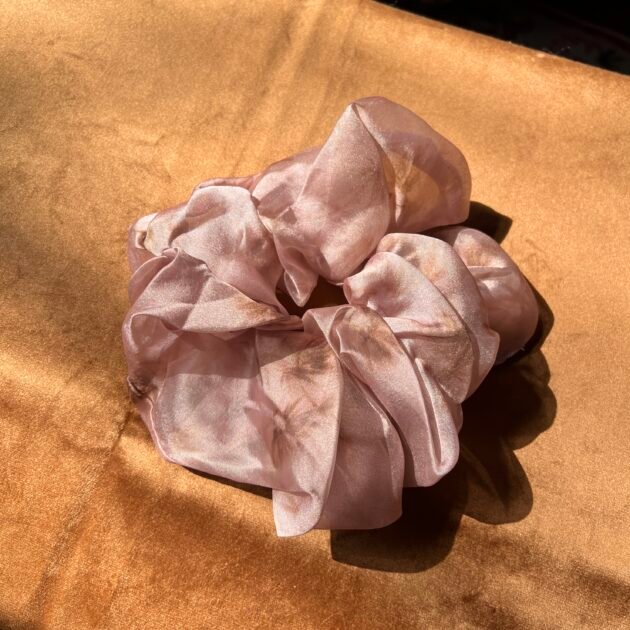 Floral Pink Mesh Scrunchie - Image 3