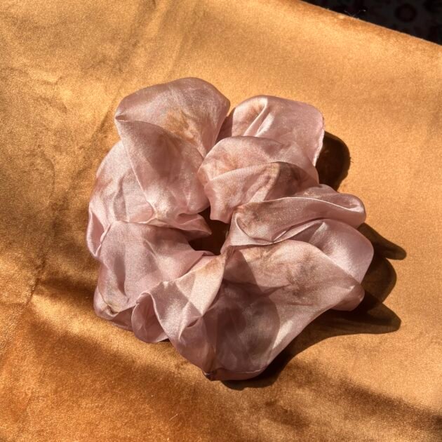 Floral Pink Mesh Scrunchie - Image 2