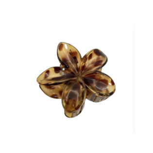 Amber Leopard Flower Claw Clips