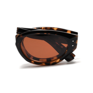 Foldable Cat-Eye Leopard Sunglasses with Amber Lens